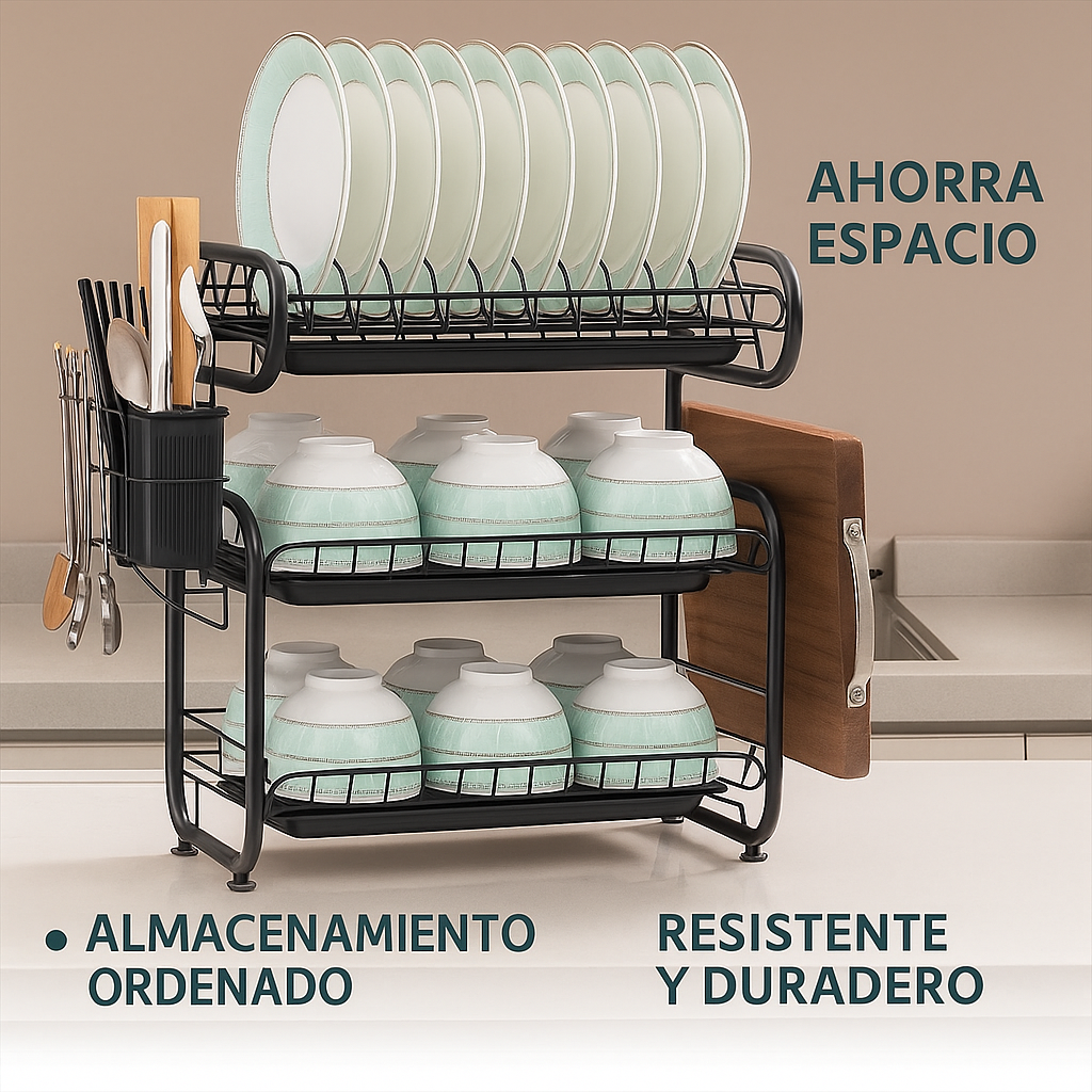 Escurreplatos Grande de 3 Niveles