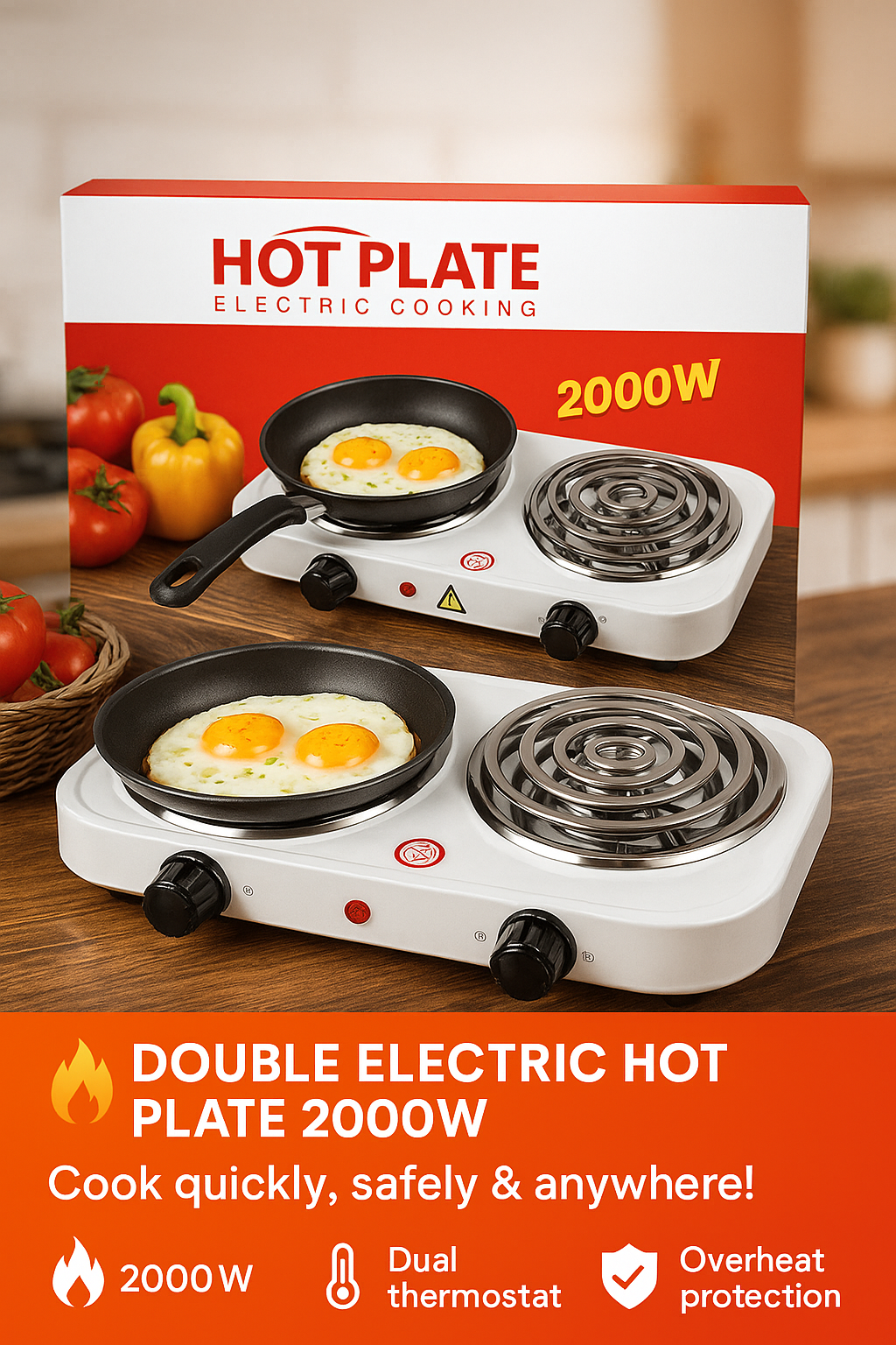 Estufa Eléctrica de Doble Placa