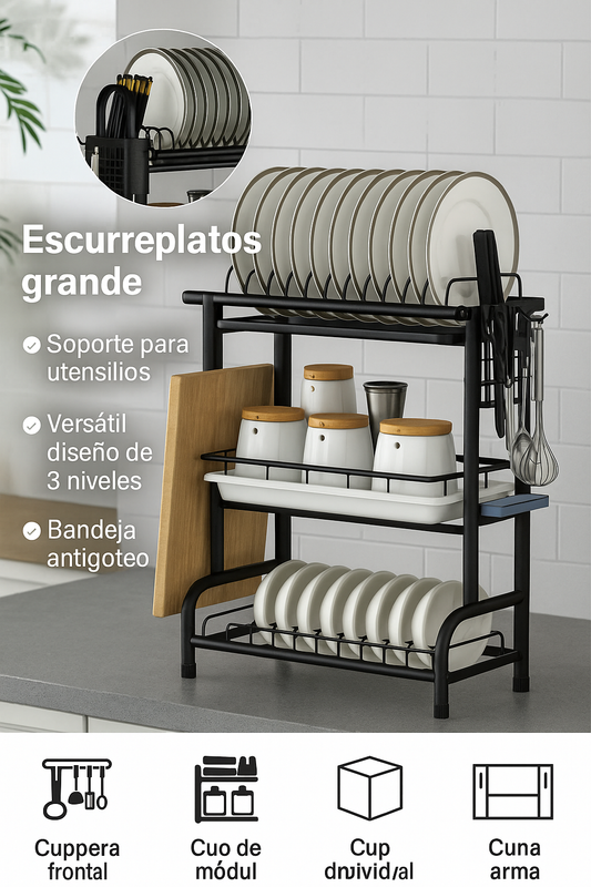 Escurreplatos Grande de 3 Niveles