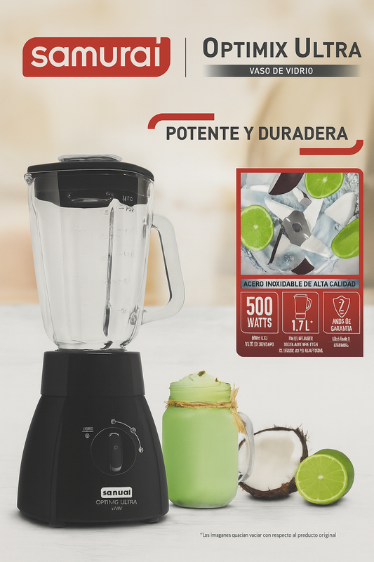 Licuadora Samurai Optimix Ultra – Vaso de Vidrio