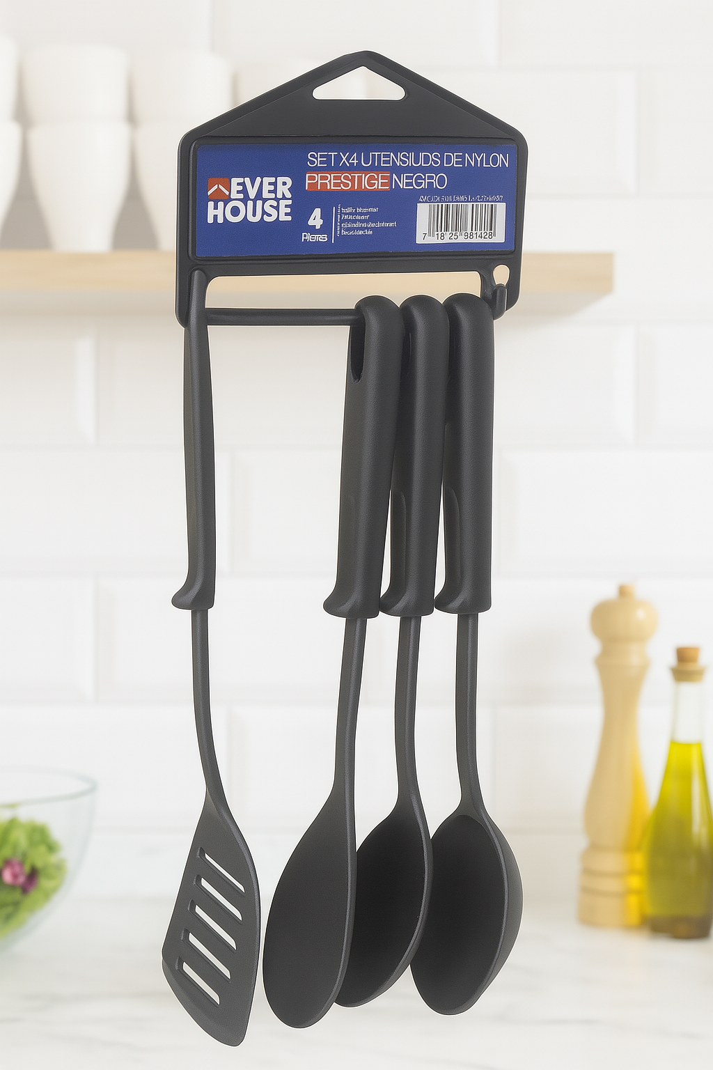 Set x4 Utensilios de Nylon Prestige Negro – Ever House
