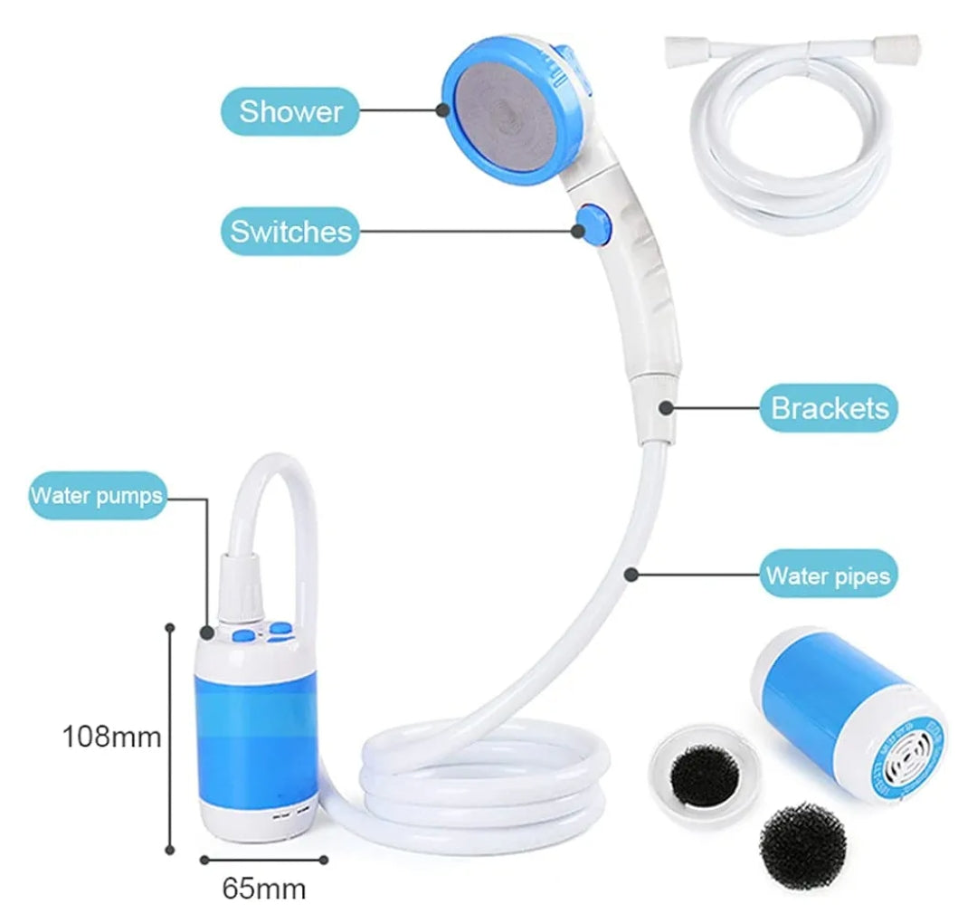 Ducha Portátil Eléctrica para Exteriores – Recargable y Fácil de Usar