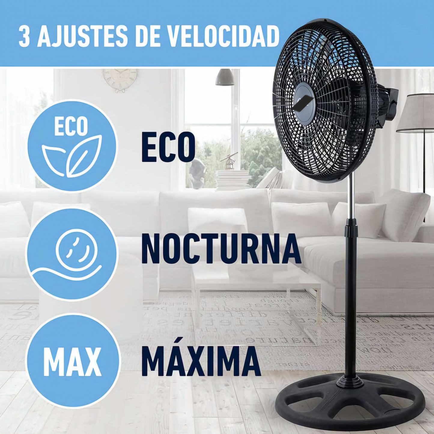 Ventilador 3 en 1 XHome con Base Reforzada – ¡Potencia y frescura a tu medida!
