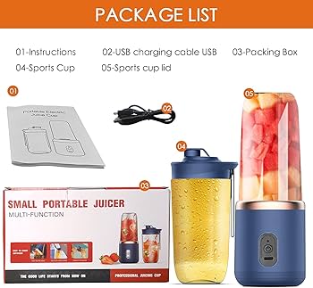 Licuadora Portátil Recargable – 6 Cuchillas y Vaso Integrado